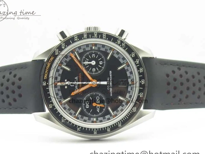 1224 Racing Master Chronometer OMF 1:1 Best Edition Black Dial Orange Hand on Black Leather Strap A Contemporary 7999